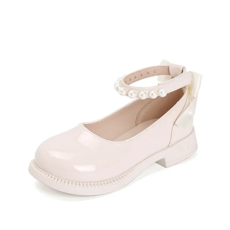 Spring Autumn Girl Glossy Leather Shoes Fashion Children Princess Causal Dress Flats Sweet Bowtie Kids School Mary Jane 250303