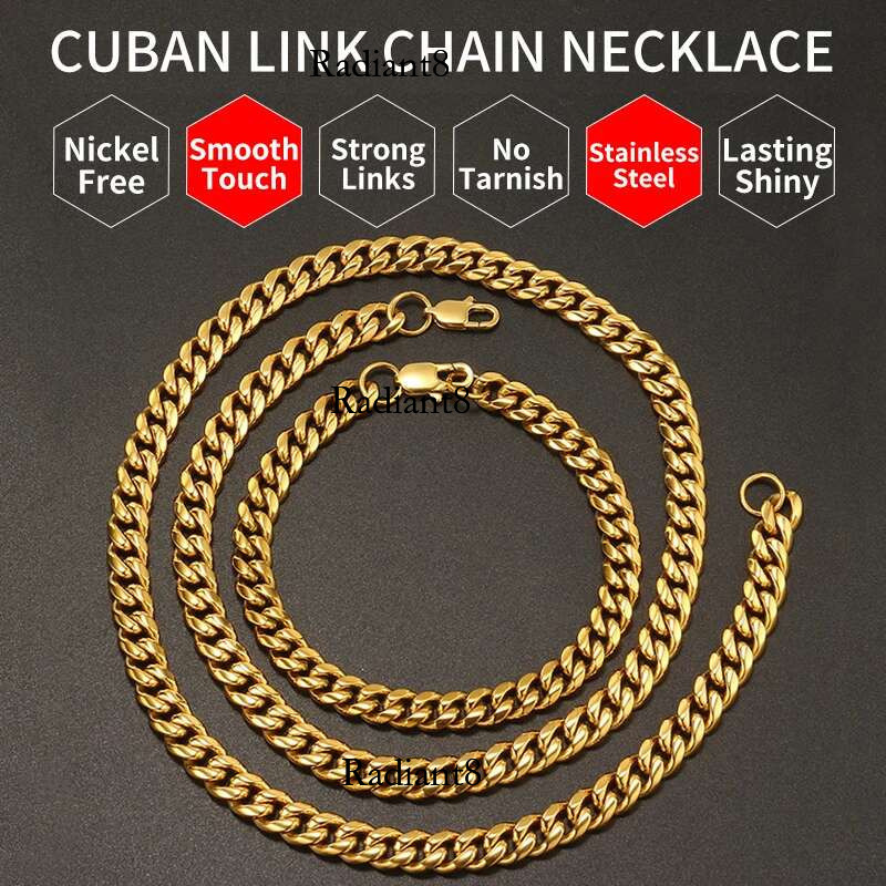 6mm/8mm/10mm Thickness Stainless Steel Cuban Curb k Chain Necklace for Men Women Classic Punk Neck Jewelry Accessories