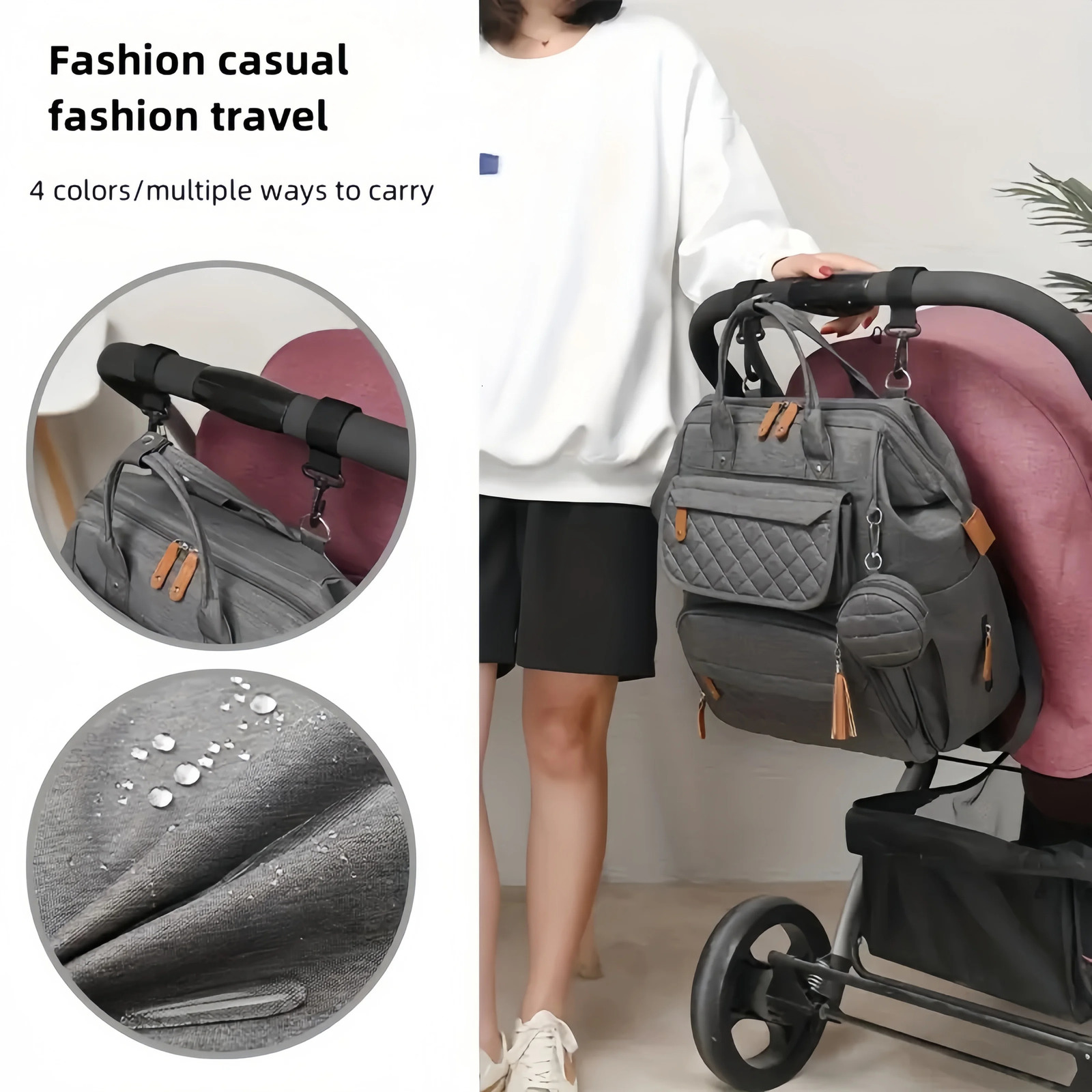 Ship from US Fashion mom bagdiaper pad waterproof simple lightweight bagshoulder portable outdoor travel multifunctional warm backpack 250304FBB