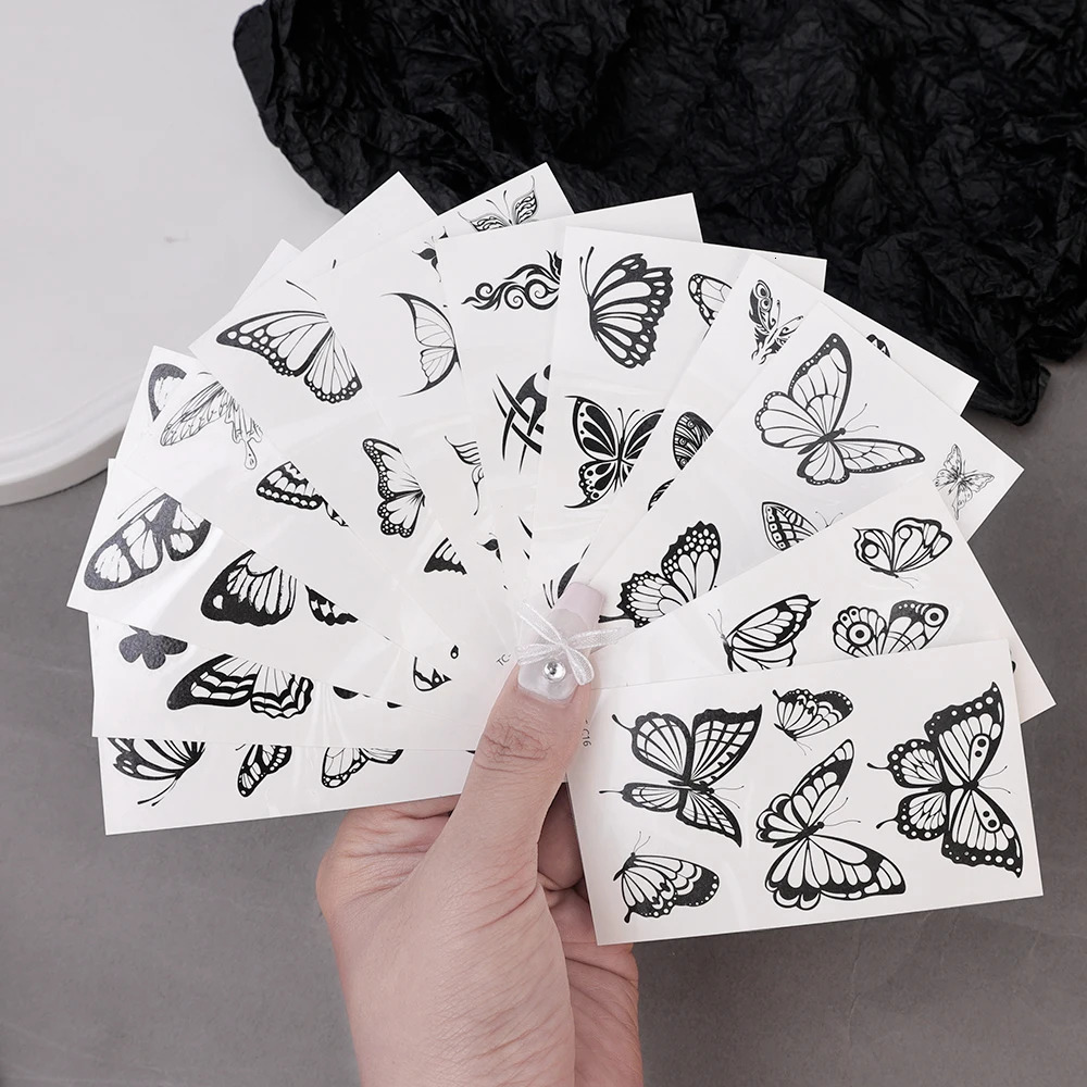 30 Sheets Butterfly Transfer Tattoos Sticker Waterproof Disposable Temporary Tattoo Women Men Hand Body Decoration 250219