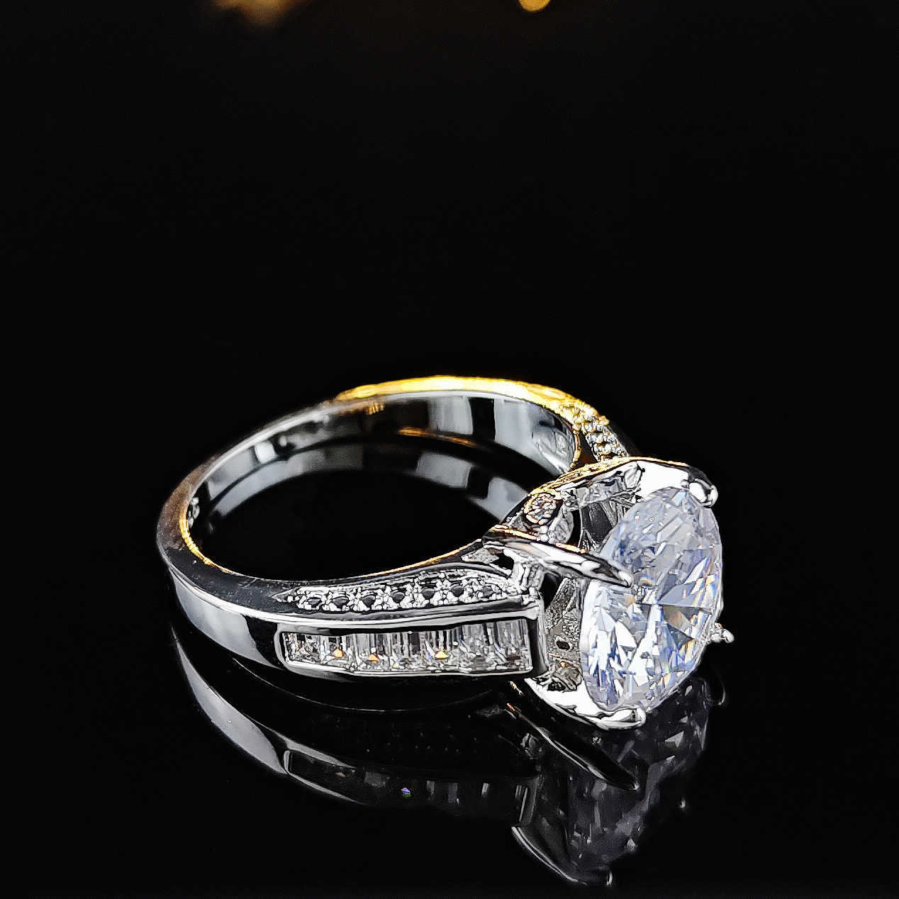 Couple Rings Fashionable new claw set simulated diamond ring with full diamond zircon for women f994 H25303