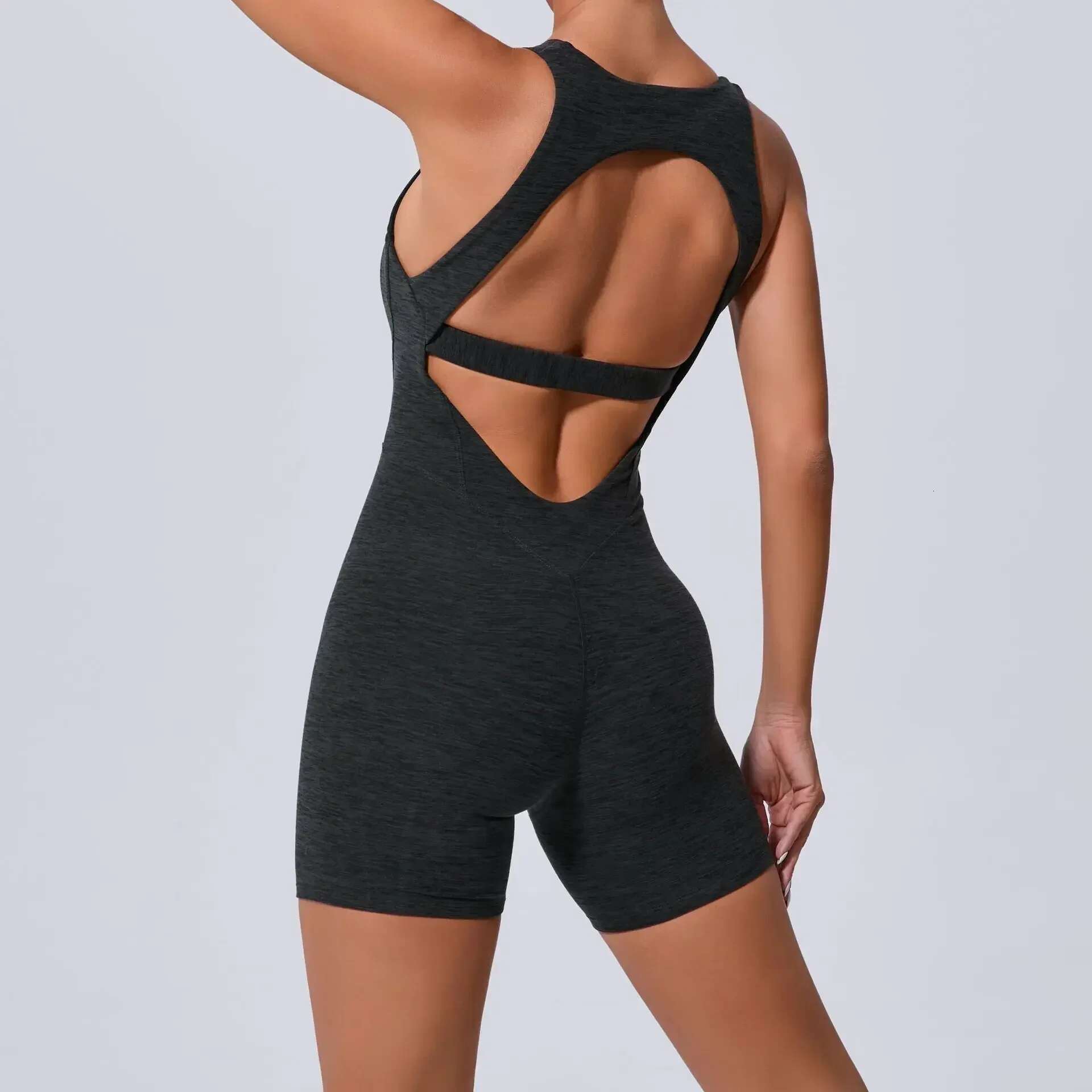 Sports Jumpsuit Woman Gym Fiess Overalls Padding Jumpsuits 2024 Pink Grey Green Clothing Combinaison Femme Mono Overol Mujer
