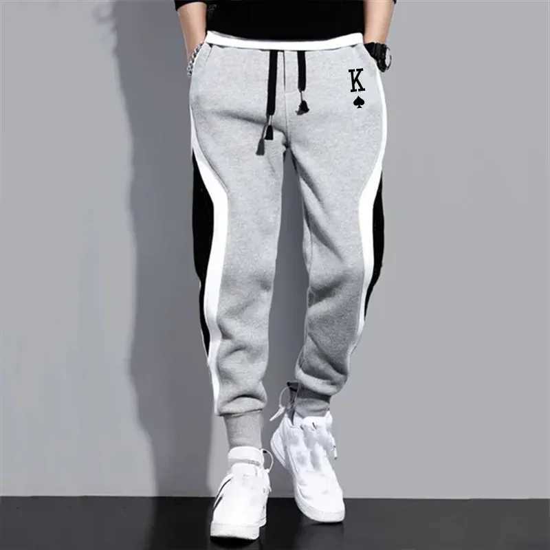 Mens Casual Sweatpants Fashion Black Gray Color Matching Fashion Spade K Printing Casual Pants Jogging Pants Casual PantsXJ250303