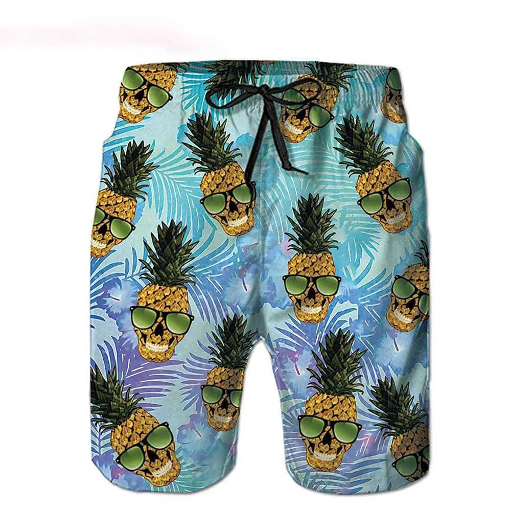 Funny Pineapple Mens Swimwear Beach Shorts Surf Board Shorts Sportwear Pant Boy Short Swimsuit Kids Summer Briefs Swimming TrunkT250304