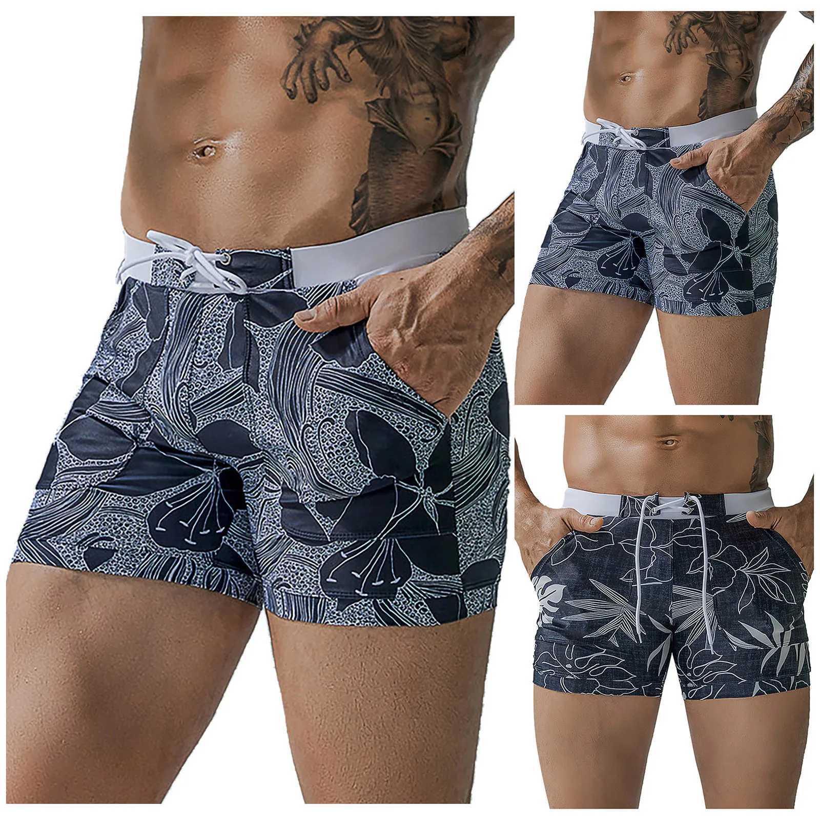 Mens Swim Trunk Swimwear Bathing Suit Swim Brief Square Leg Board ShortT250304