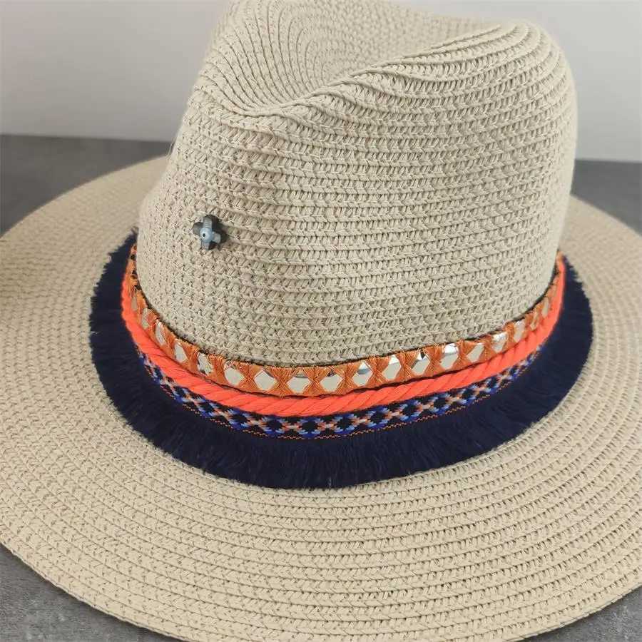 Boho Sun Hat Flower Str Summer Hat Sunblock Hat SunScreen Style Vacation Outdoor Sun Hat Str Beach Wide Brown HatXJ250304