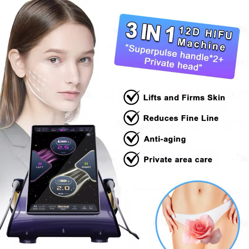 HIFU 12D Cartridge Ultramicro Ultrasound MPTST SMAS 10 Cartridge Anti-Wrinkle Facial Body Slim Shape Vanginal Tightening Machine
