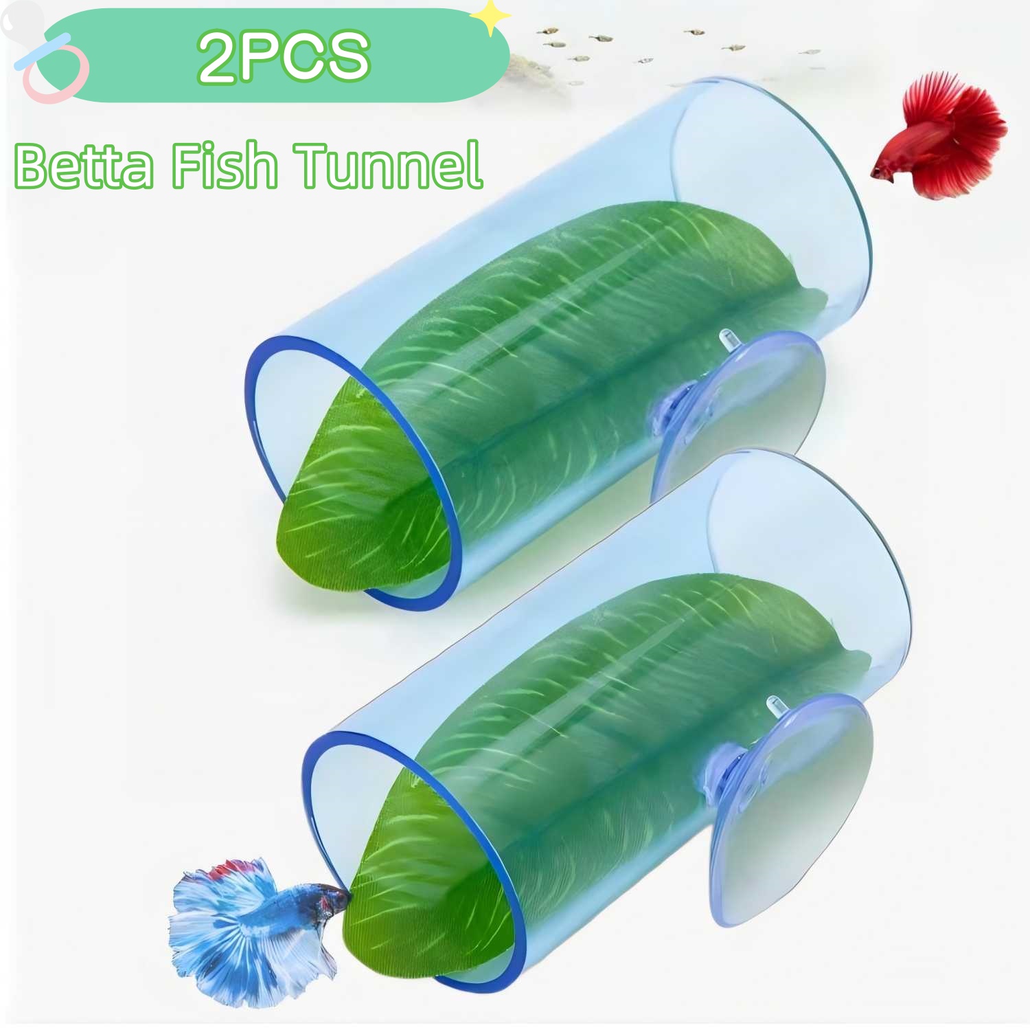 1/2Pcs Betta Fish Acrylic Tube Tunnel Hollow Design Fish Tank Decorations For Better Observation Fish Improves Betta's Health