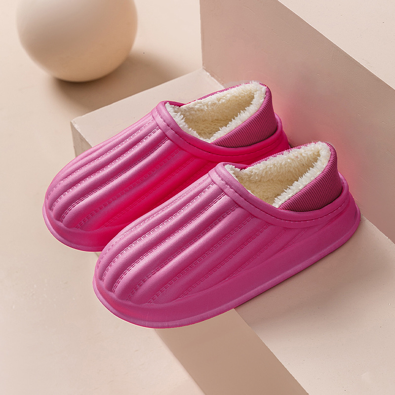 New designer sandals EVA autumn and winter outerwear plush, warm, waterproof, thick soled, non slip slippers, indoor household couple cotton slippers