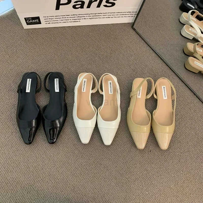 Low Heel Baotou Sandals Wens French Nude Color Pointed Small Fragrant Style Ladies Thick H Back Air Style Single Shoes Z250304