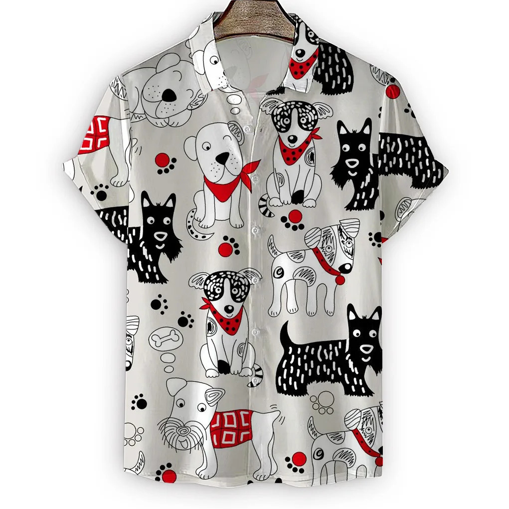 Summer high quality Mens Hawaiian Shirt 3D animal black cat Printed Short lapel Sleeve Big Size Hawaii Men Beach Floral Shirts 250227