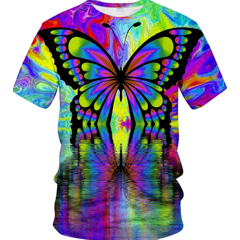 Mens T shirt Unisex Trippy Psychedelic T-Shirt Butterfly 3D Printed Casual Tshirts tee Casual tops summer clothes