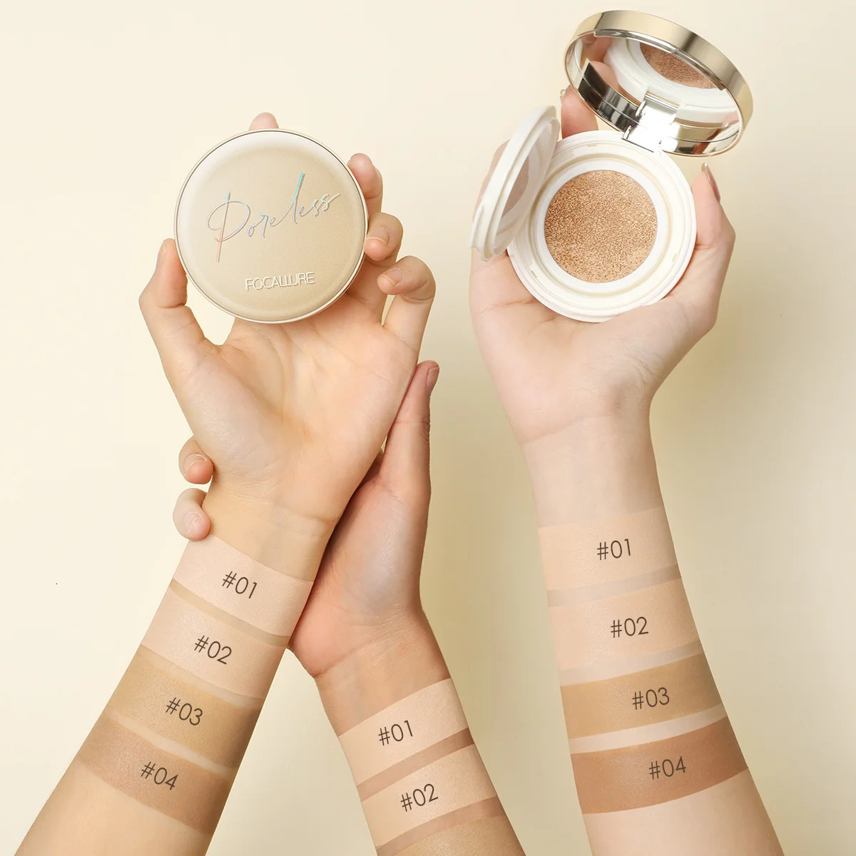 Wholesale FOCALLURE Foundation Air Cushion Waterproof Matte Base Poreless Full Coverage Face Cream Smooth Foundation Cosmetics 250224