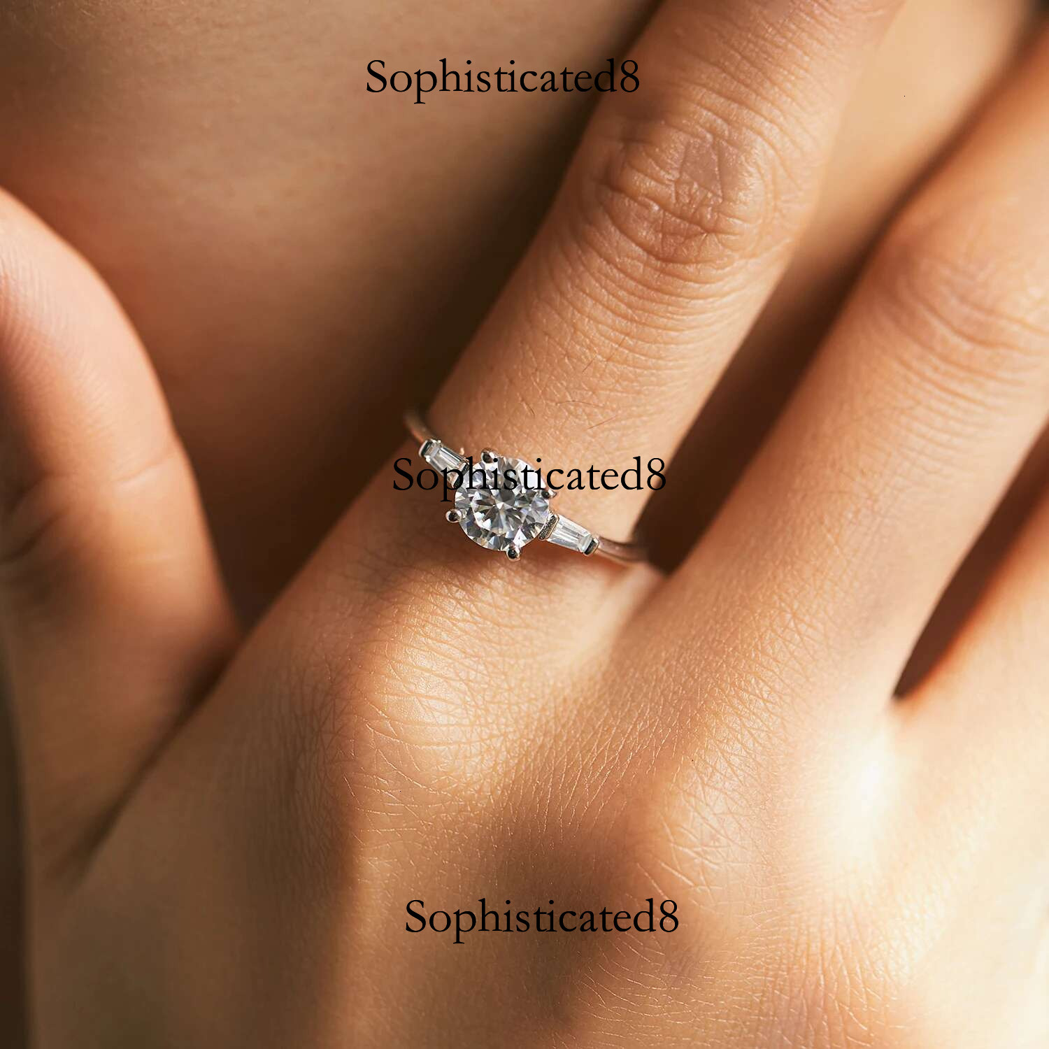 MODIAN 1.0CT Round Moissanite Ring D Color Lab Dia Classic Sterg Sier Wedding Engagement Band Jewelry For Women