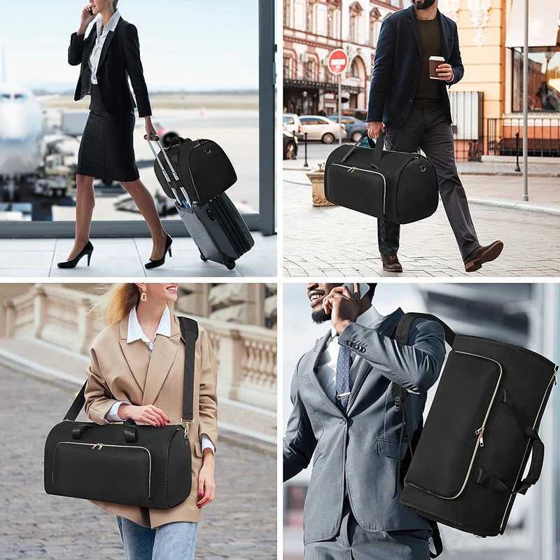 Foldable Luggage Bag Portable Travel Garment Bags Large Capacity Duffel Pack Expandable Clothes Storage Backpacks Shoulder Bag Y250304