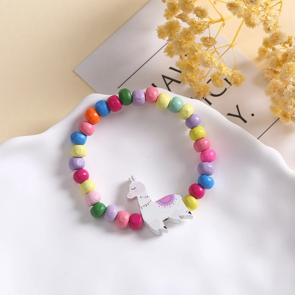 50Pcs/Set Cartoon Children Wooden Beads Color Bracelet for Girl Birthday Party Favors Baby Shower Guest Gifts Pinata Fillers 250304