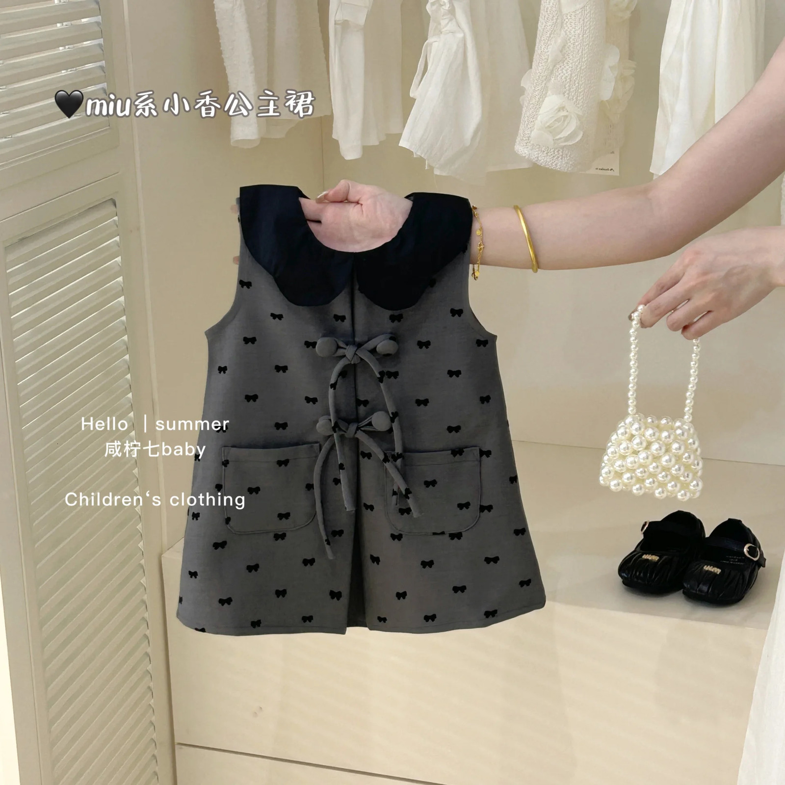 Girls Summer Dress Fashion Bow Casual Childrens Vest Skirt Preschool Clothing 250303