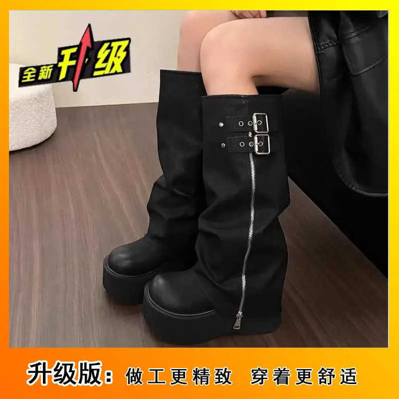 Thick Soled Boots Wern Knight Boots Long Tube Boots For Wen In Autumn And Winter Knee Length Slim High Tube Boots Z250304