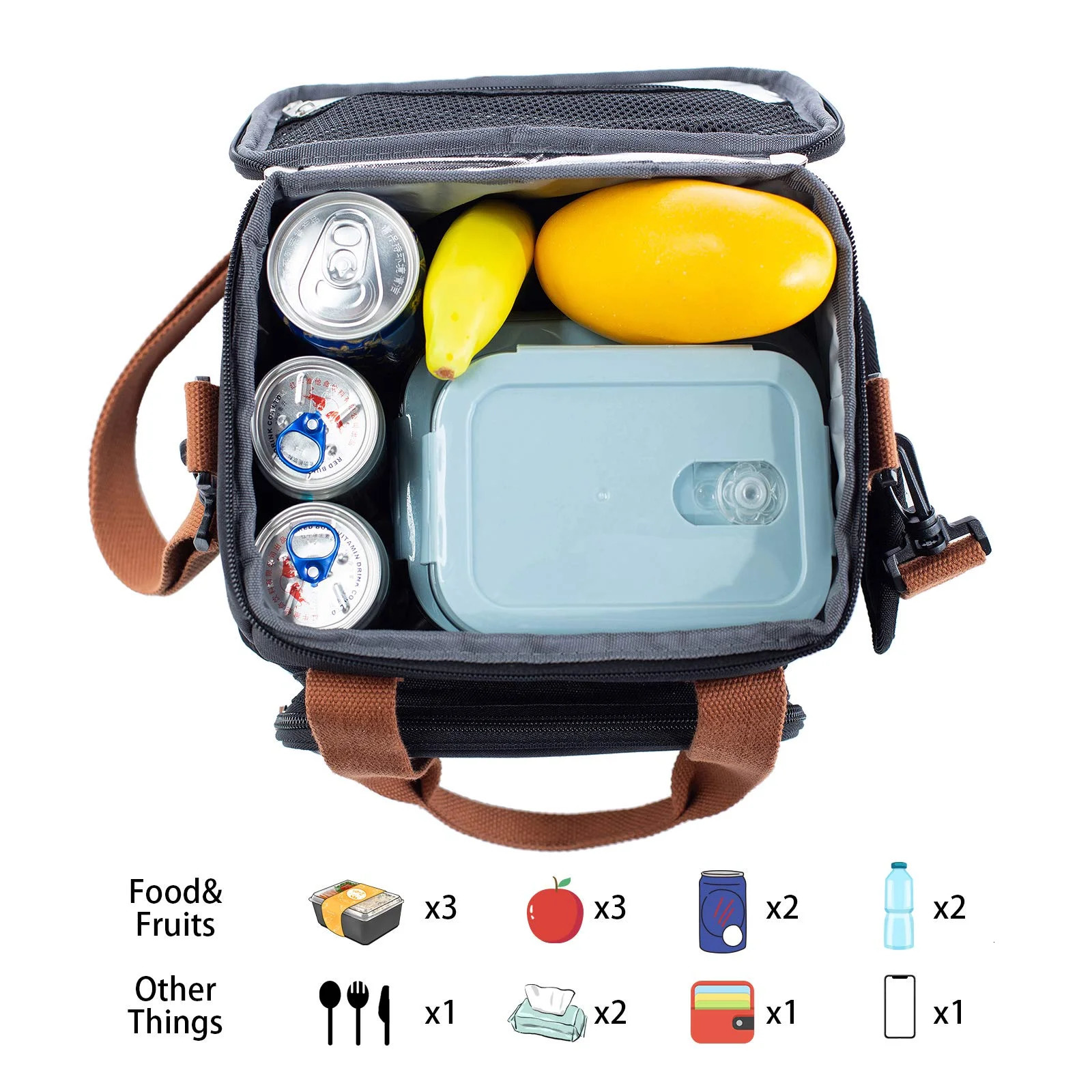 Fashion Large Tote Insulated Lunch Bag for Women Men Reusable Picnic Cooler Bags with Adjustable Shoulder Strap 250228