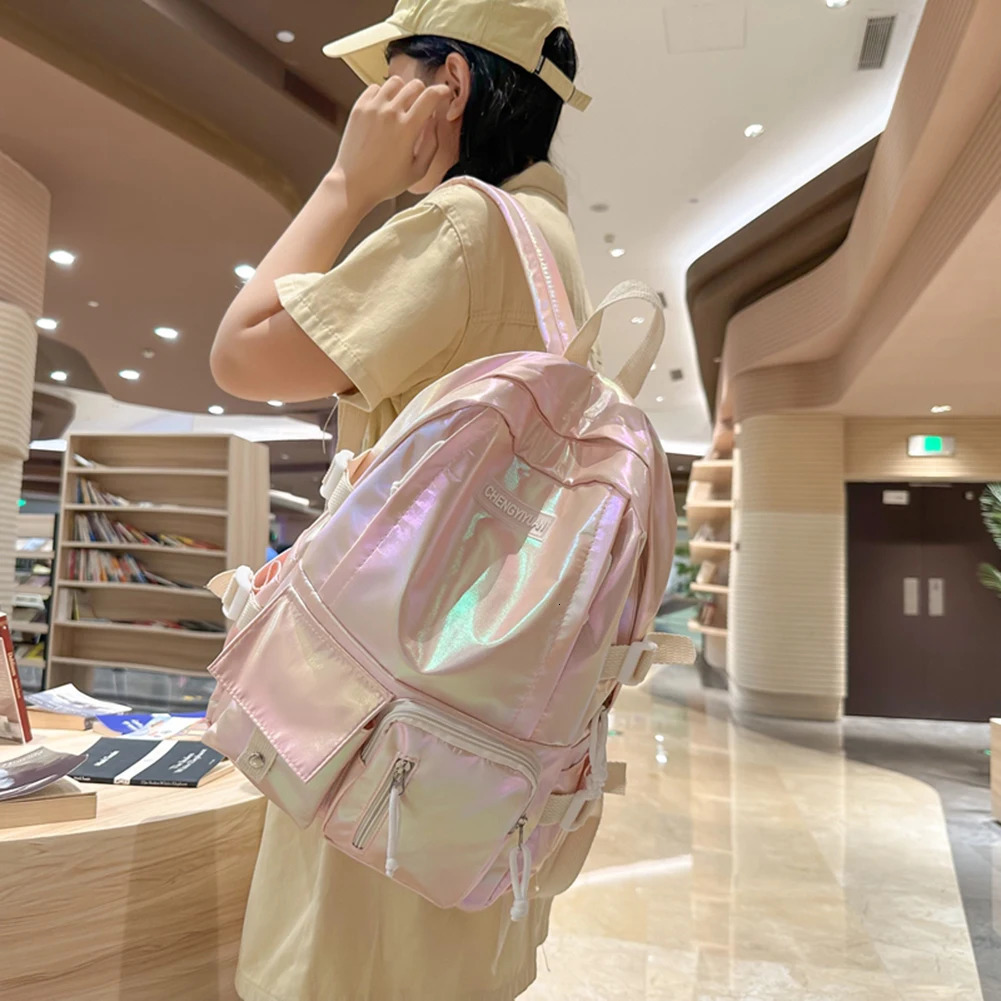 Ship from US Women School Backpack MultiPocket Campus Large Capacity Nylon for Middle High Students 250304FBB