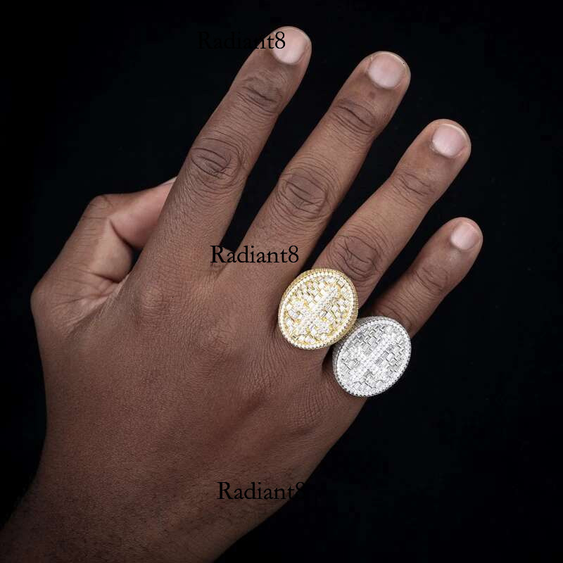 S Full Moissanite Dia Cross Ring Men Iced Out urious Christianity Rings Hip Hop Bg Rapper Sterg Sier Jewelry