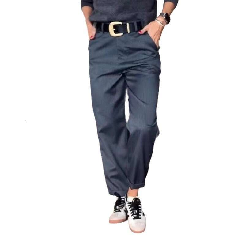 European American Spring and Autumn Women's High Waist Simple Straight Tube Versatile Design Sense Pants 2025 New Casual Fashion Trendy Clothing