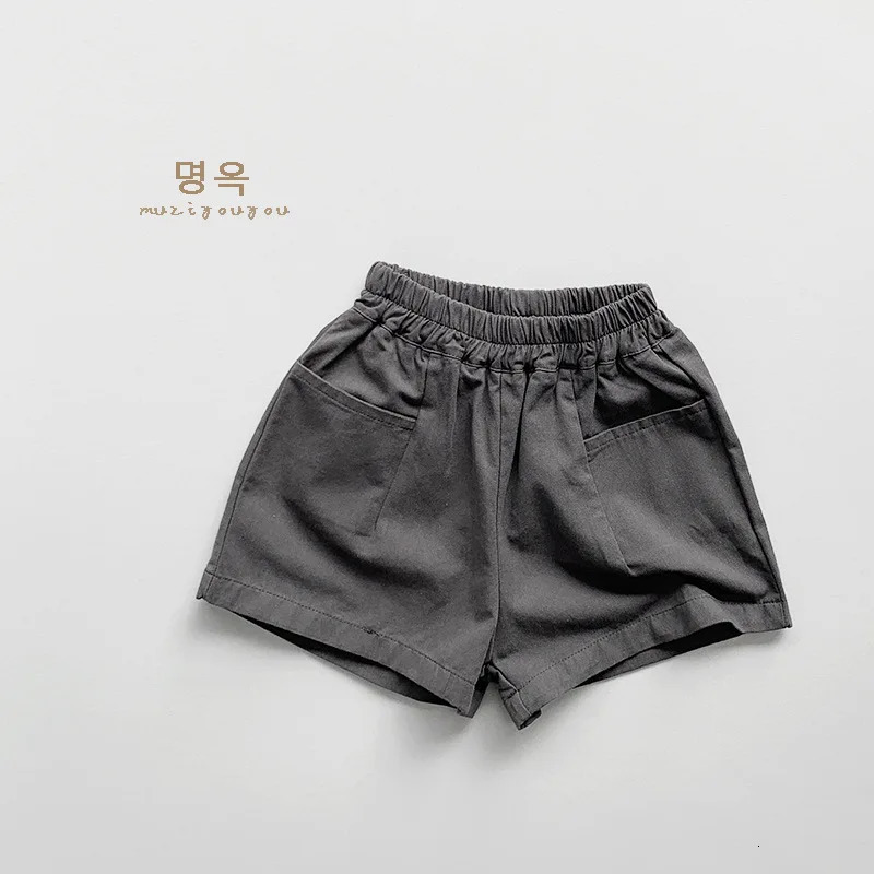 Summer Children Shorts 1-8Y Boys Girls Cotton Pocket Solid Pants Daily Short Trousers Korean Toddler Wear Kids Clothing 250304