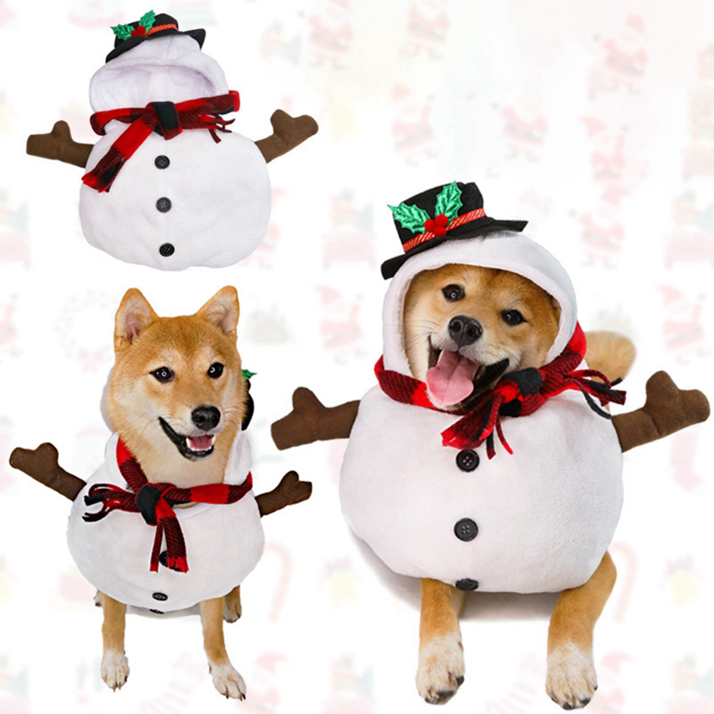 Dog Christmas Pet Clothes Standing Snowman Pet Cosplay Costumes Party Dressing Up for Small Medium Dogs Cats