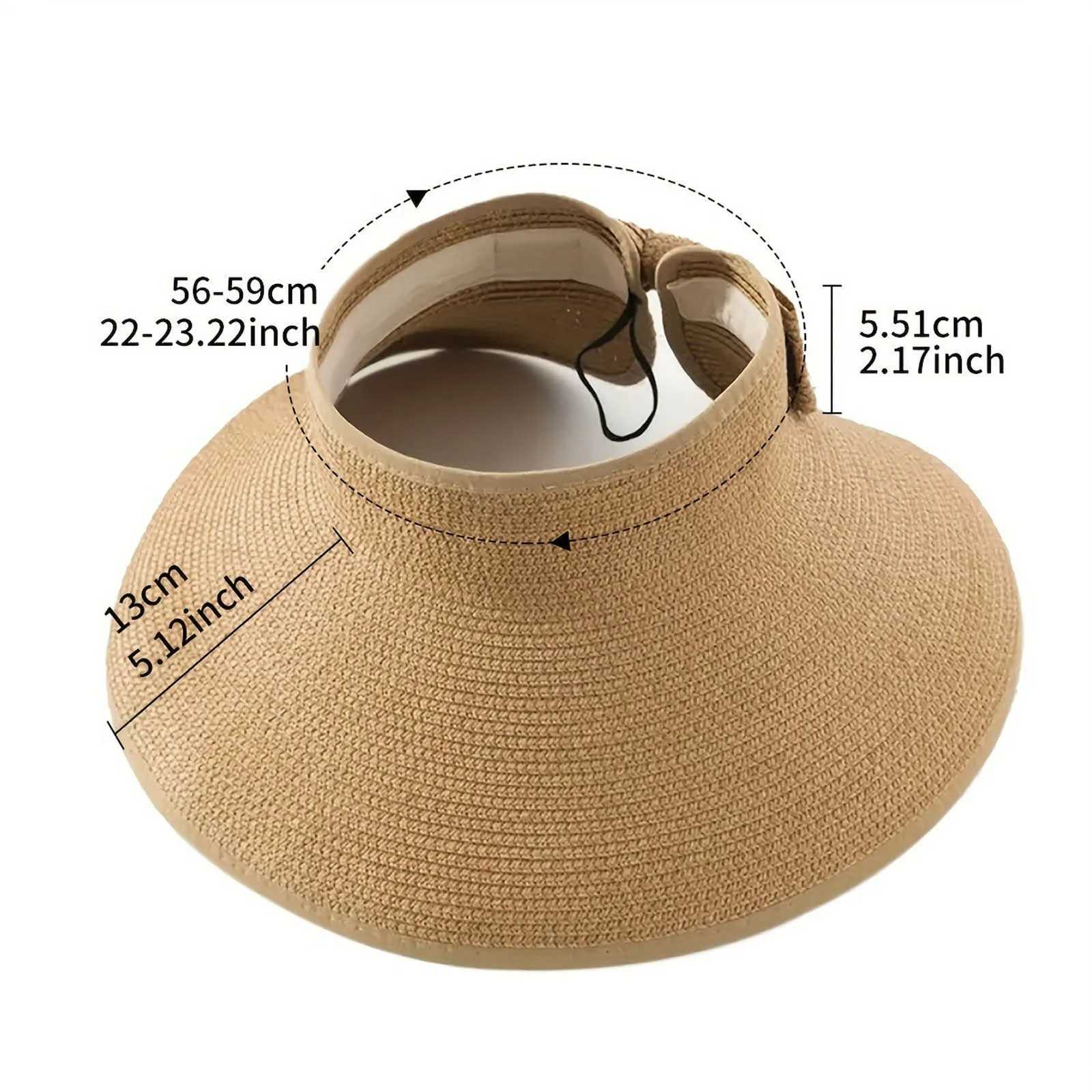 Womens Swim Hat Womens Sunshade Hat Korean Edition Women Open Top Big Sunscreen Sun Hat No Top Foldable Hat Big Visor Hat WomenXJ250304