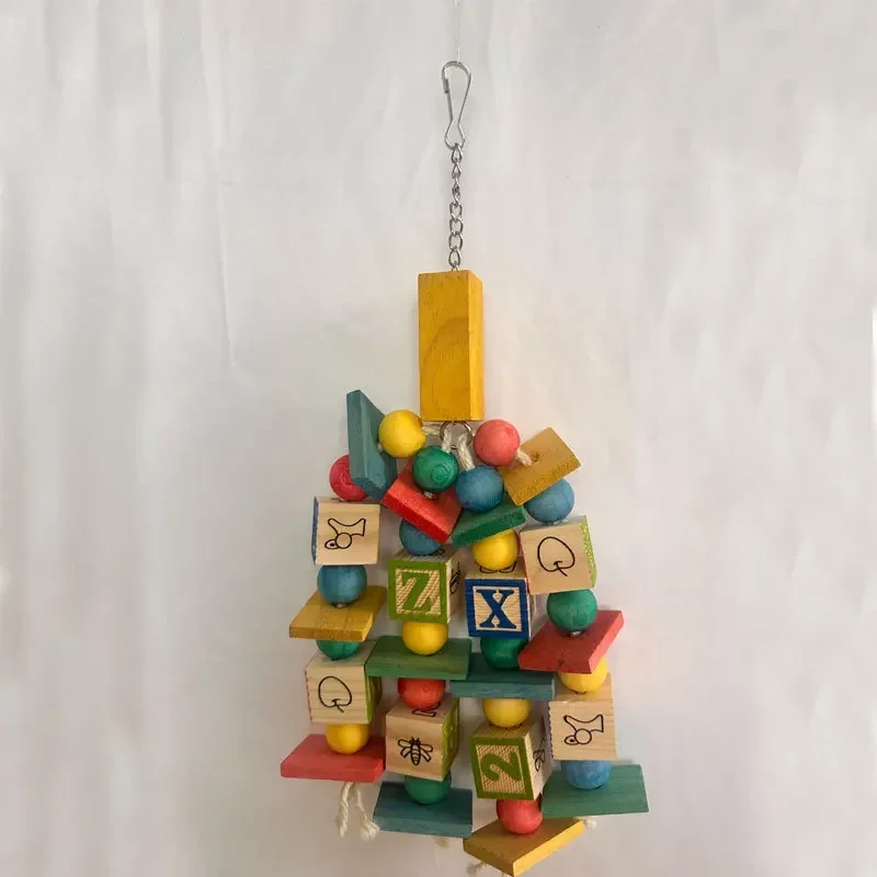 Bird Toy Parrot Bite Toy Colored Wooden Medium Large Number Letter Puzzle Parrot Toys Bird Accessories