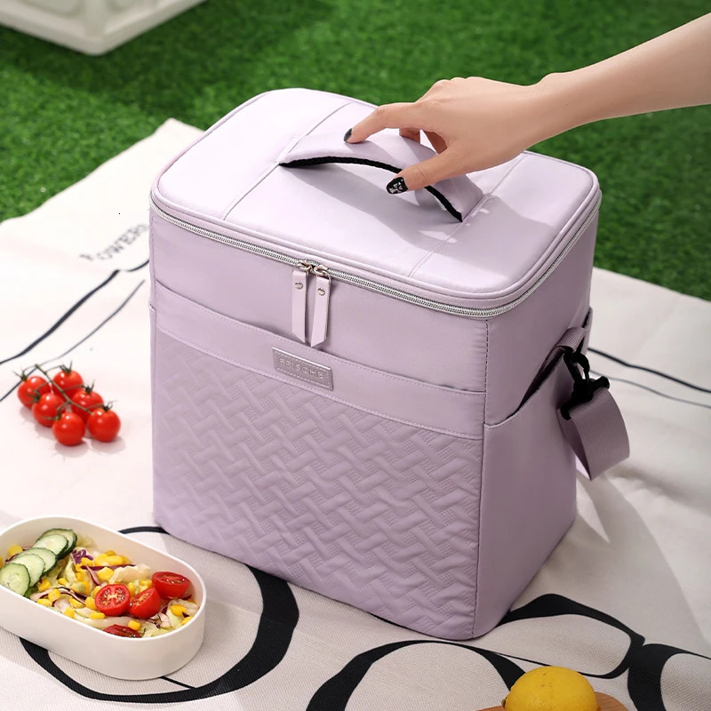 Womens portable lunch bag large double-layer lunch box suitable for work double-layer insulation and leak proof lunch box 250228