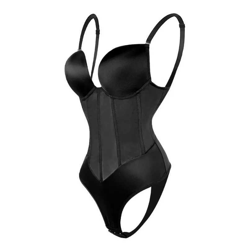 Womens shapewear compression bodysuit one-piece backless shapewear with bra tight corset weight loss waist underwearXJ250304