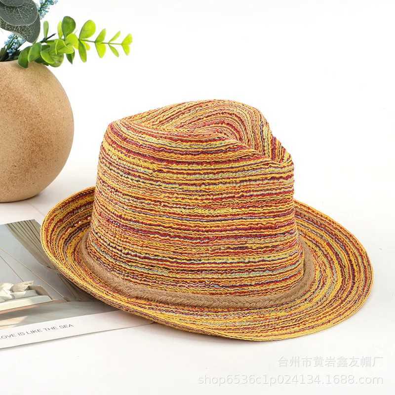 Summer Foldable Jazz Str Hats Womens Colorful Breathable Woven Sun Hat Short Brim Panama Mens Cuban C Packable KentuckyXJ250304