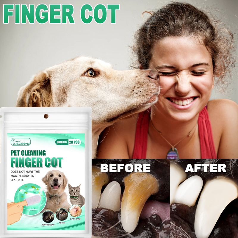 20pcs Pet Disposable Cleaning Wipes Dog Teeth Cleaning Finger Wipes Cat Ear and Eye Beauty Wipes Cat Hygiene and Beauty Products