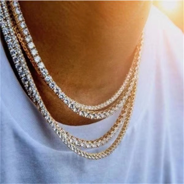 Celebrity Trendy 24-Inch Sier Tennis Necklace Women with 6mm Dia CZ Hiphop/Rock Style k Chain for Weddings Gifts