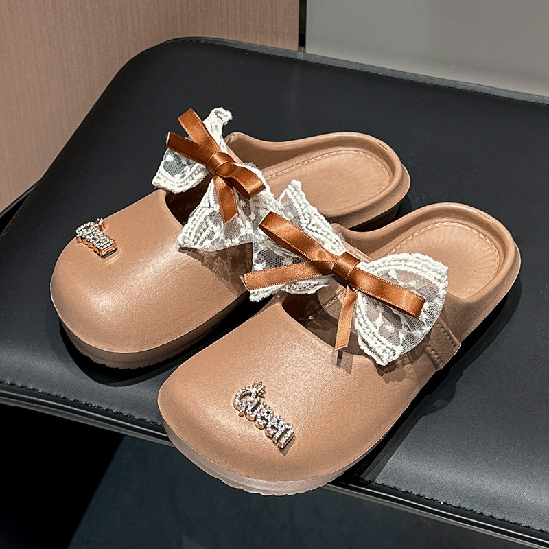 2025 new women's slippers summer bow fashion jacket home EVA stepping on dog poop feeling designer girl cool drag trendy slippers