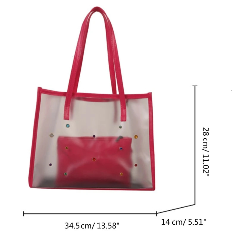 2pcs/set Fashionable Transparent Shoulder Bag for Ladies Great for Beach Trips Daily Commutes and Shopping 250305ww