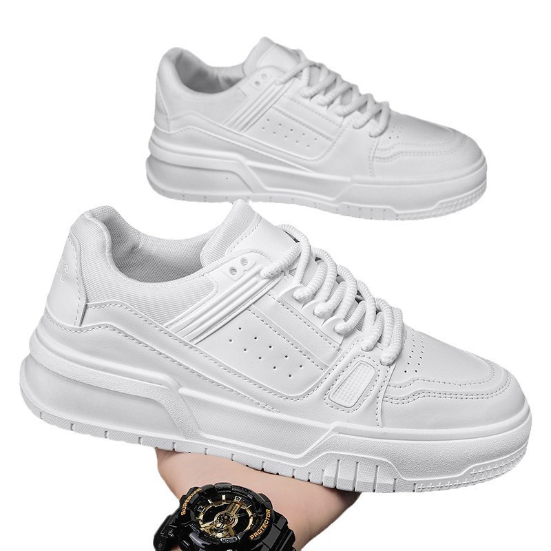 Men's Spring And Autumn New Niche Design Multifunctional Casual Pure Blackboard Shoes Youth Sports Thick Sole Elevated Bread And Fashionable Coup