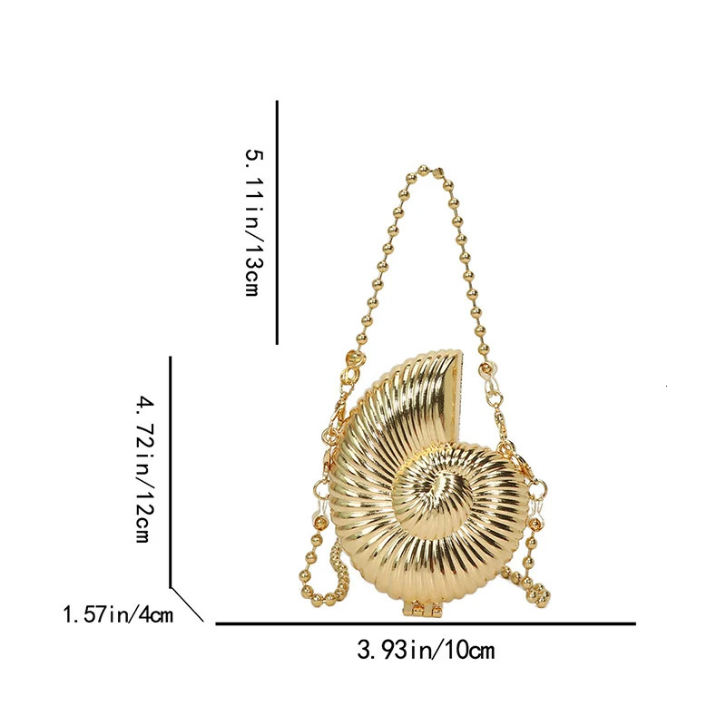 Metal Mini Conch Bag for Women Fashion Shoulder ner Lipstick Makeup 250303
