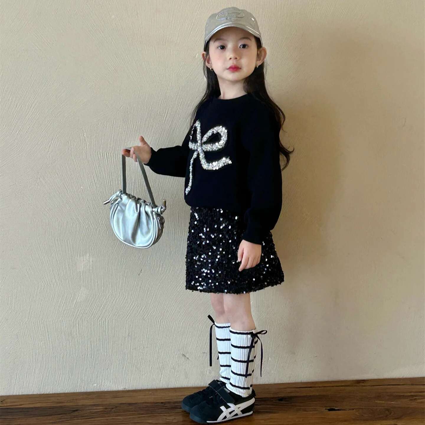 Sweater 2025 Spring New Childrens Clothing Korean Fashion Bow All-Match Casual Hoodie Kids Clothes Girls
