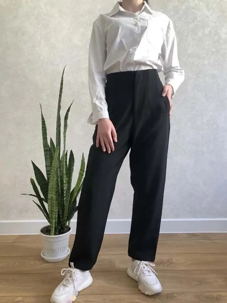 TRAF Pencil Women Pants High Waist Pants for Women With Seam Detail Streetwear Woman Ankle Trousers Autumn Office Wear Pant 250303