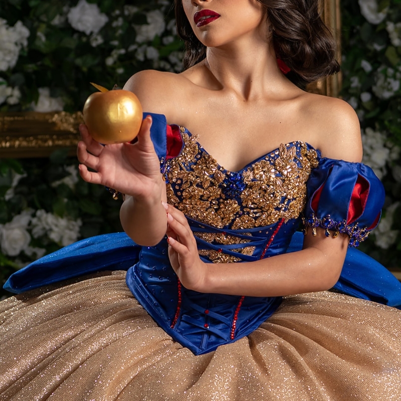 Gold Shiny Quinceanera Dresses Ball Gown Off Shoulder Applique Lace Beads Tull Corset Sweet 16 Dress Vestidos 15 De Anos