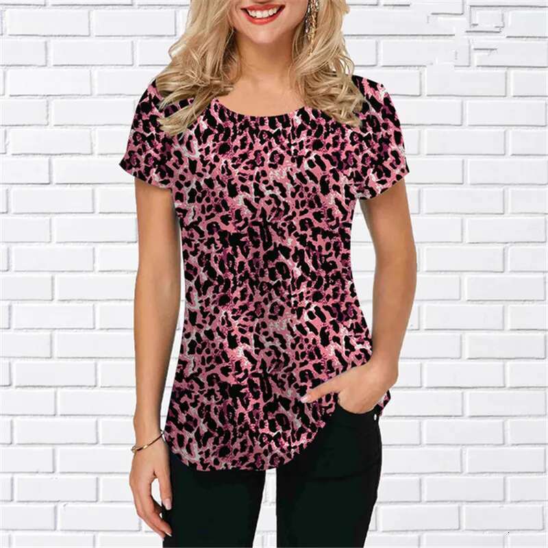 Fashion Beautiful New Leopard Shirts Summer Short Sleeve Women Streetwear 3D Print Blouses Loose Casual Ladies Pullovers Tops