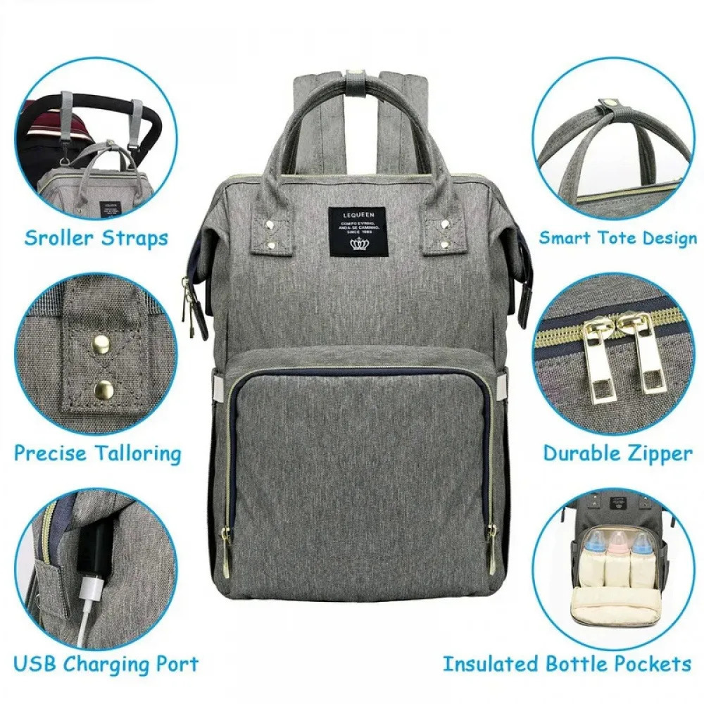 Large Capacity Diaper Bag Backpack Waterproof Maternity Bag Baby Diaper Bags With USB Interface Mummy Travel Bag For Stroller 250304