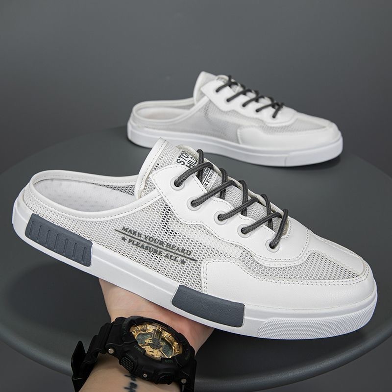 2025S Designer s New Summer Collection Breathable Hollow Mesh Men s Fashion Versatile White Shoes Outdoor Casual Board Shoes Slippers