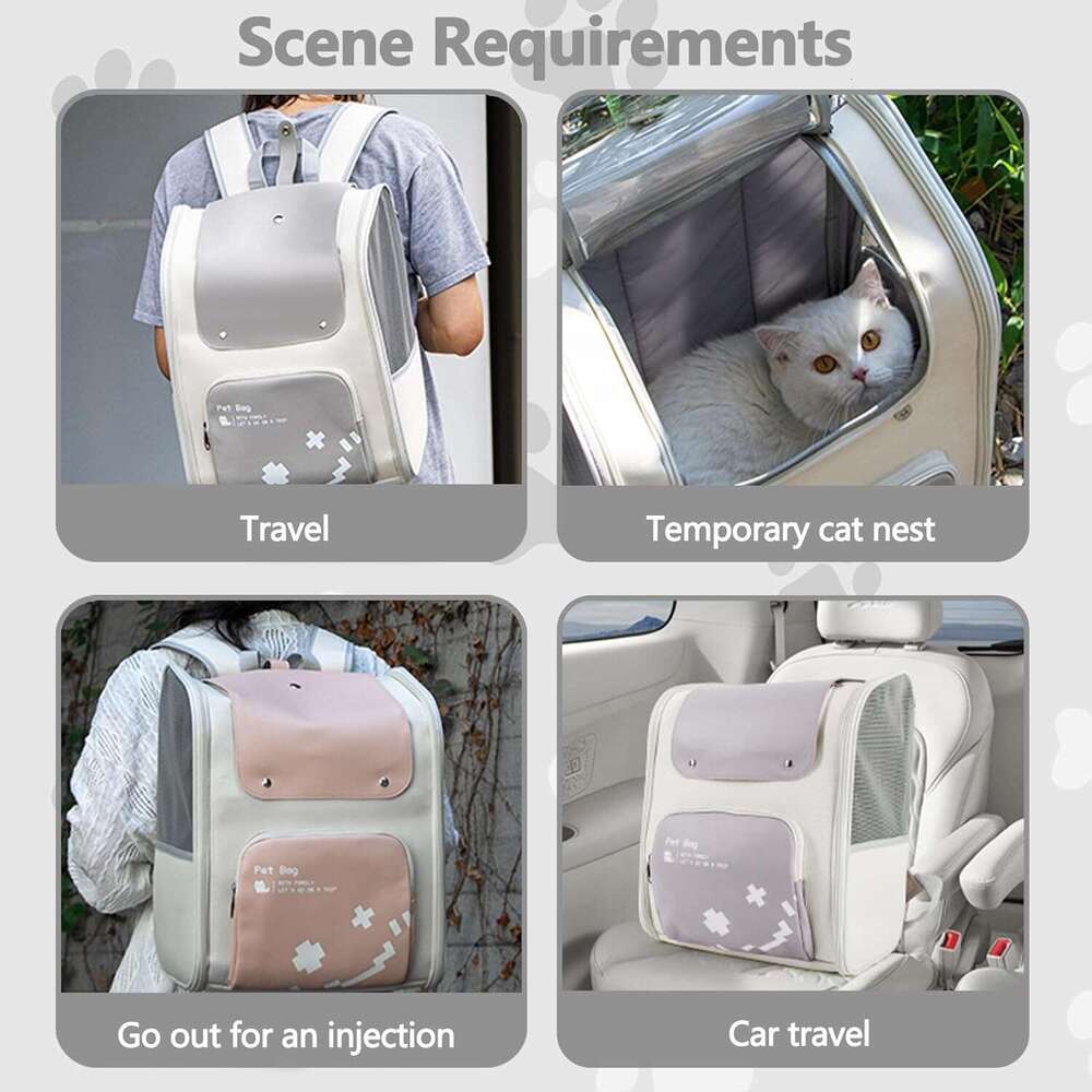DHpet Airline-Approved Pet Backpack - Grey, with Safety Lock, Ventilated & Comfort Design for Outdoor Trips