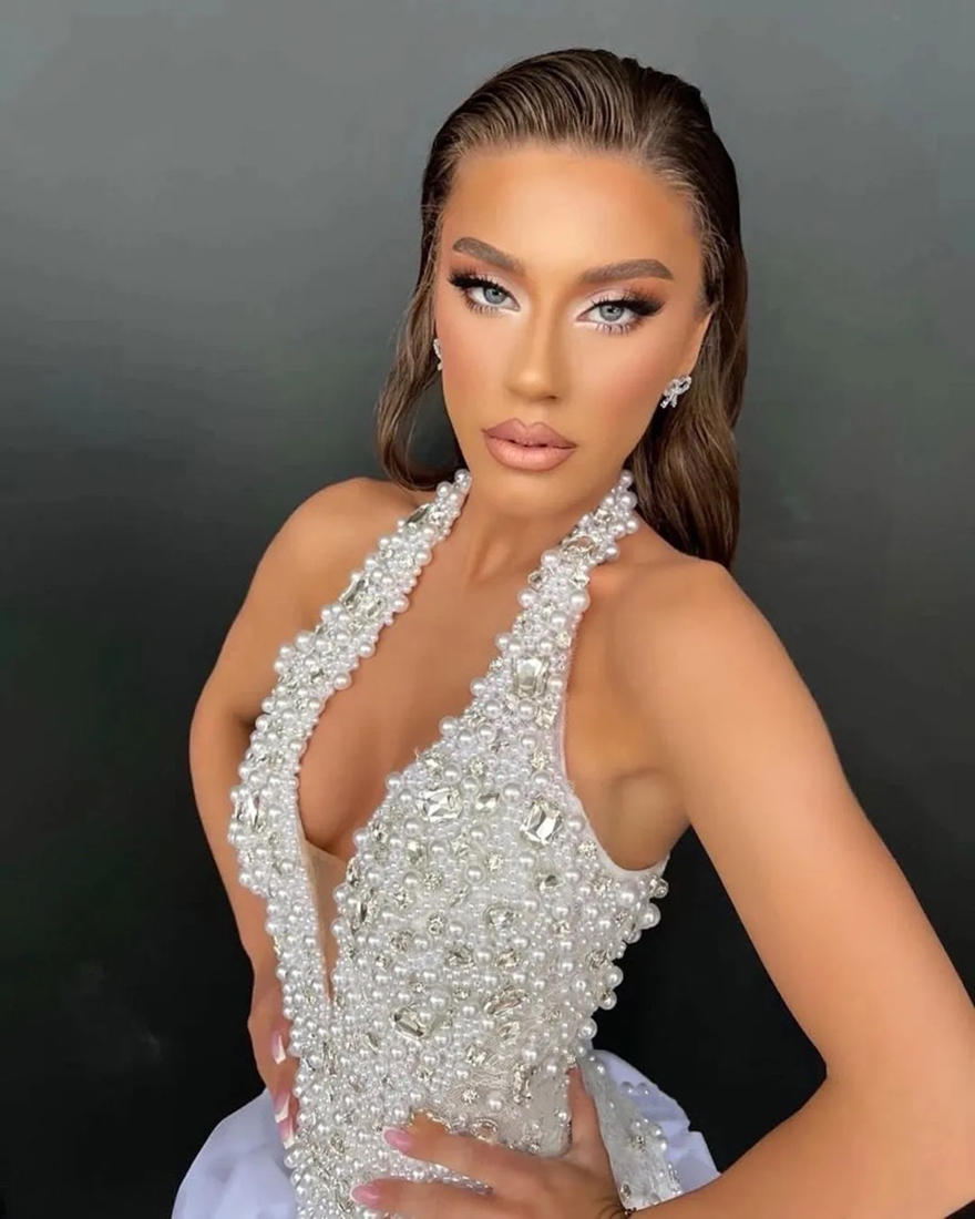 Luxurious Cocktail Dresses More Pearls Crystal Mini Short Evening Prom Gowns Halter Ruffle Custom Made Sleeveless Graduation Ball Club Party Dress