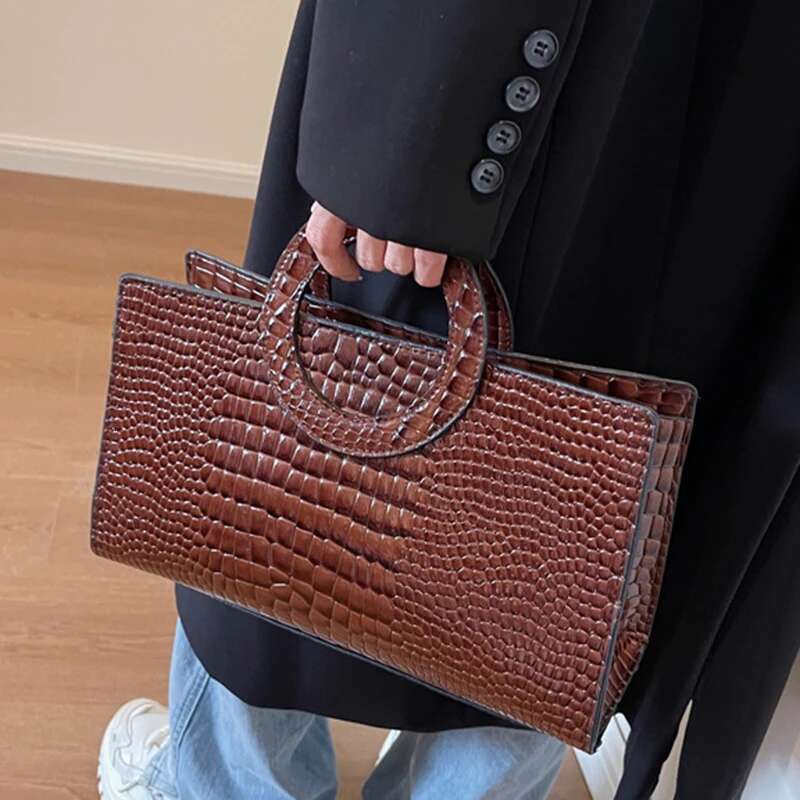 Crocodile Pattern Women Handbag Fashion Shoulder Famous Brand Designer PU Leather Crossbody Ladies Large Hand Bag