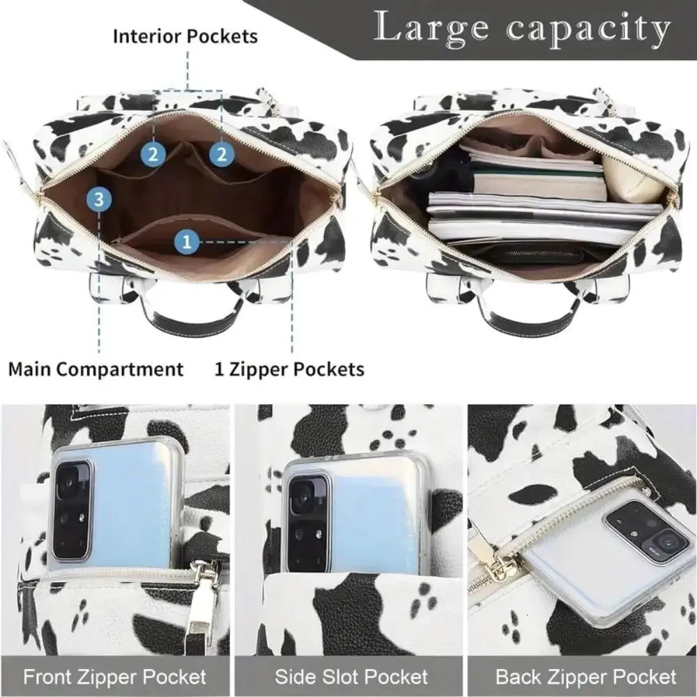 Ship from US Fashion PU Womens Shoulder Bag and Multi functional Backpack Travel Zipper 250304FBB