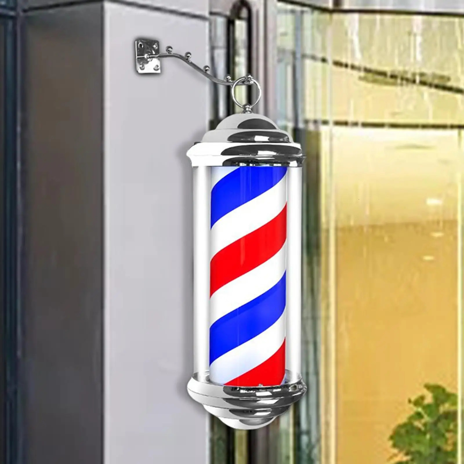 40cm LED hair salon logo pole light with red white and blue stripe Roating sand dragon wall hanging light beauty salon light 250304